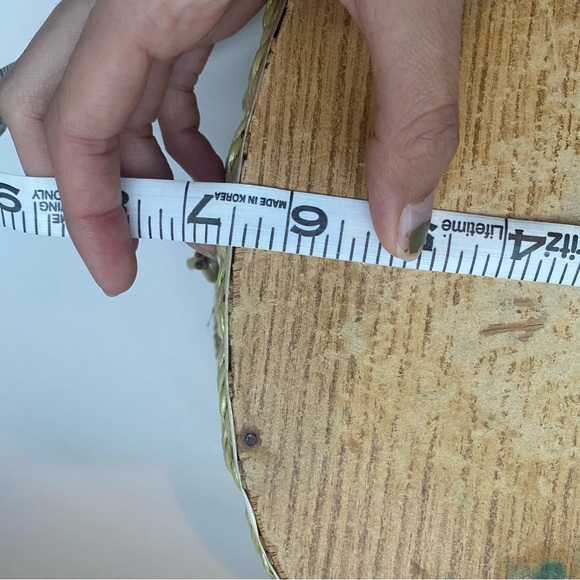 Vintage Dritz Scovill floral sewing oval basket container green pink tan - Picture 10 of 13